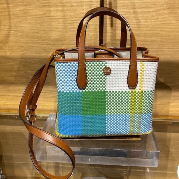 Tory Burch Handbags - NWT Tory Burch Woven Blake Small Tote Crossbody NEW $448.00